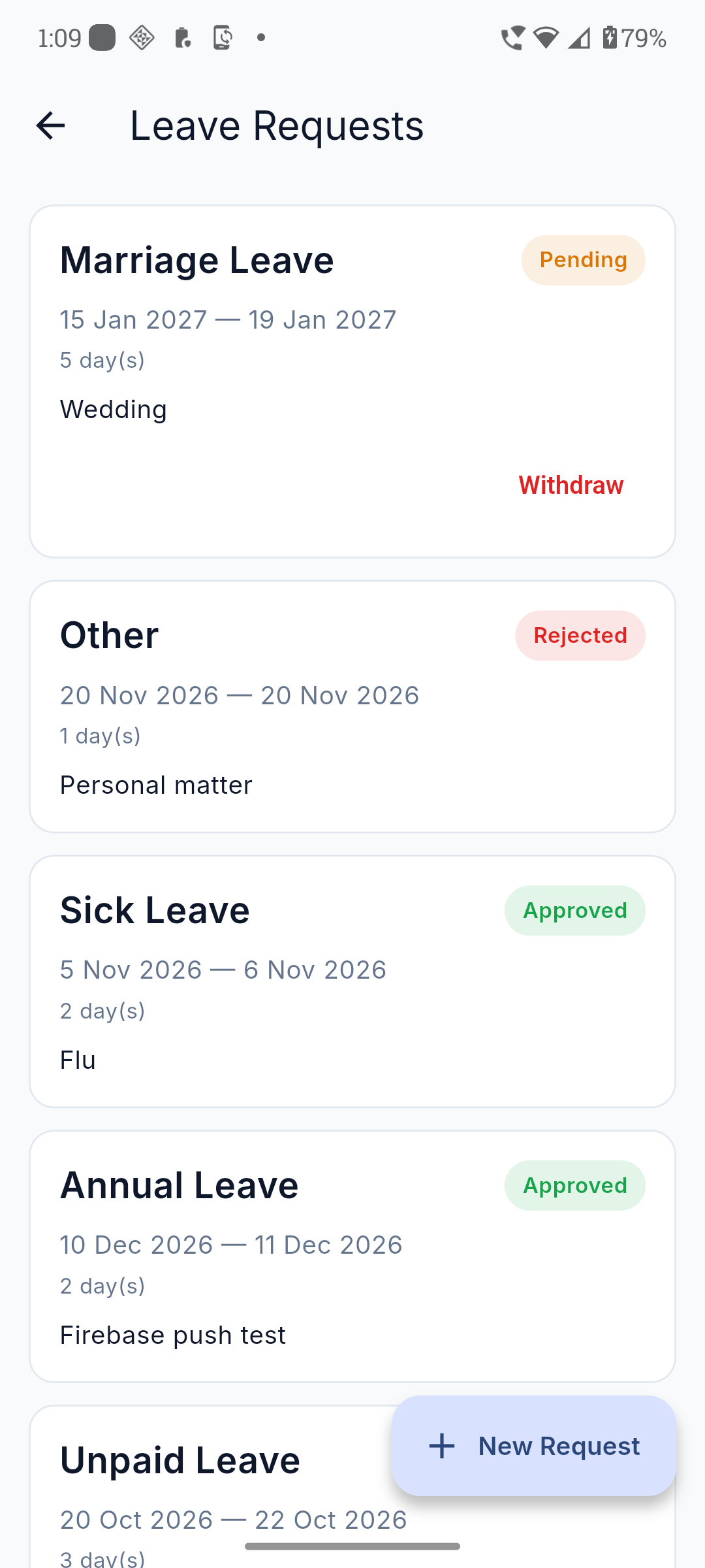 Leave History